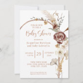 BOHO Arch Fall Floral Moderne Kupfer Babydusche Einladung (Vorderseite)