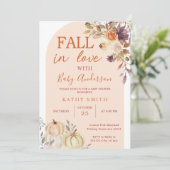 Boho Arch Fall In Liebe Babydusche rustikale Blüte Einladung (Stehend Vorderseite)