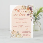 Boho Arch Fall In Liebe Brautparty Rustikale Flora Einladung (Stehend Vorderseite)