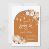 Boho Arch Fall Pumpkin BabyQ Baby Shower Einladung (Vorderseite)