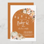 Boho Arch Fall Pumpkin BabyQ Baby Shower Einladung (Vorne/Hinten)