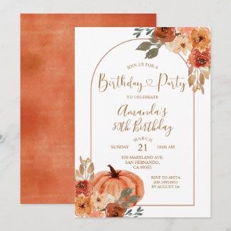 Boho Arch Fall Pumpkin Geburtstag 30. Party Einladung