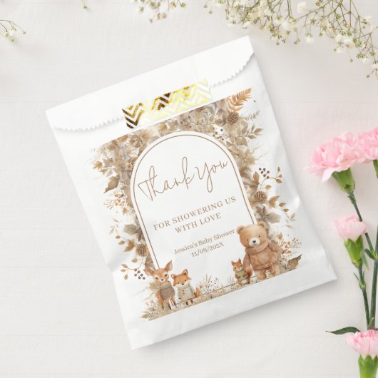 Boho Arch Fall Woodland Animals Baby Dusche Geschenktütchen (Versiegelt)
