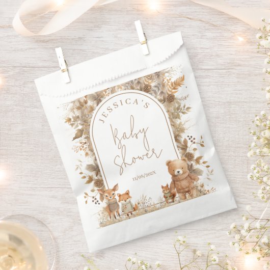 Boho Arch Fall Woodland Animals Baby Dusche Geschenktütchen (Ausgeschnitten)