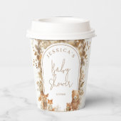Boho Arch Fall Woodland Animals Baby Dusche Pappbecher (Rückseite)