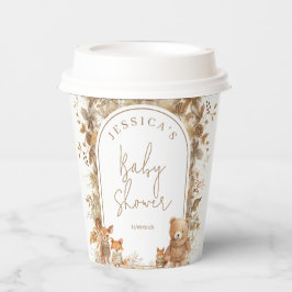 Boho Arch Fall Woodland Animals Baby Dusche Pappbecher