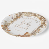Boho Arch Fall Woodland Animals Baby Dusche Pappteller (Schrägansicht)