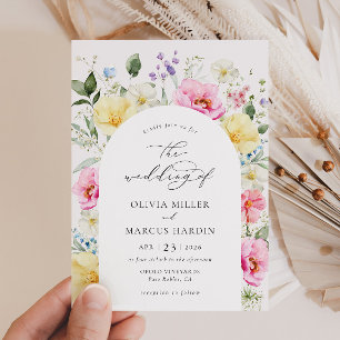 Boho Arch farbenfrohe Blumen Frühjahr Elegante Hoc Einladung