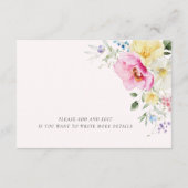 Boho Arch farbenfrohe Blumenfrühlingsdetails Begleitkarte (Rückseite)