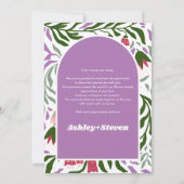 Boho arch, farbenfrohe Retro-Blume Hochzeitsfest F Dankeskarte (Rückseite)