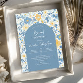 Boho arch farbige hellblaugelbe Wildblumen Einladung