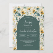 Boho arch farbige staubgelbe Wildblumen Einladung (Vorderseite)