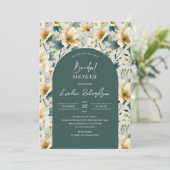 Boho arch farbige staubgelbe Wildblumen Einladung (Stehend Vorderseite)