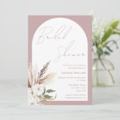 Boho Arch Floral Dusty Rose Blush Brautparty Einladung (Stehend Vorderseite)