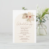 Boho Arch Floral Pampas Grass Floral Wedding Einladung (Stehend Vorderseite)