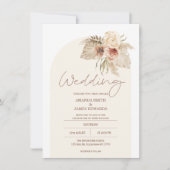 Boho Arch Floral Pampas Grass Floral Wedding Einladung (Vorderseite)