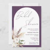 Boho Arch Floral Purple Plum Bridal Shower Einladung (Vorderseite)