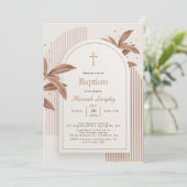 Boho Arch Floral Taufe Einladung (Stehend Vorderseite)