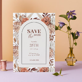 Boho Arch Floral Terracotta Save the Date Fall Einladung
