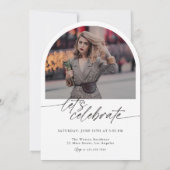 Boho Arch Foto Moderne Schrift Graduierung Einladung (Rückseite)