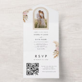 Boho Arch Foto Pampas Grass Floral Summer Wedding All In One Einladung (Innen Boden)