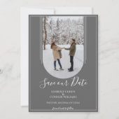 Boho Arch Foto Save the Date | Grau (Vorderseite)