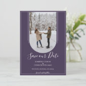 Boho Arch Foto Save the Date | Lila (Stehend Vorderseite)