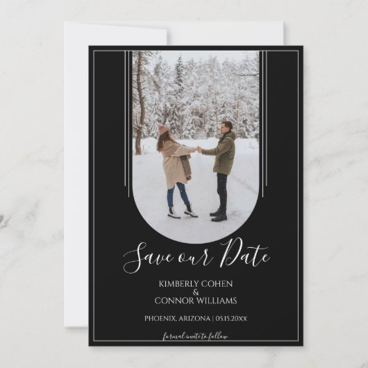 Boho Arch Foto Save the Date | Schwarz (Vorderseite)