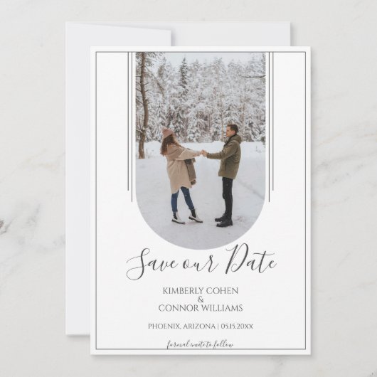 Boho Arch Foto Save the Date | Weiß (Vorderseite)