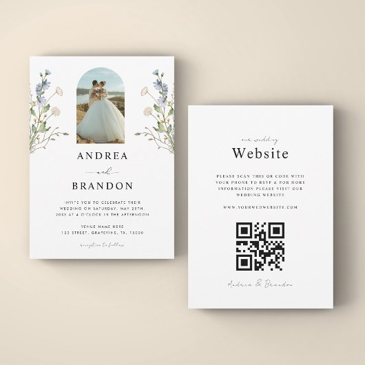 Boho Arch Foto Wildblumen alle in einer Hochzeit Einladung