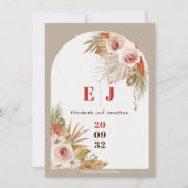 Boho arch frame floral Earth tönt Hochzeitsstift F Save The Date (Vorderseite)
