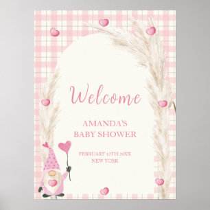 Boho Arch Gingham Sweetheart Baby Dusche Willkomme Poster