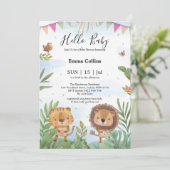 Boho Arch Greenery Woodland Animals Baby Shower Einladung (Stehend Vorderseite)