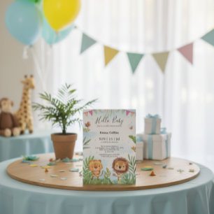 Boho Arch Greenery Woodland Animals Baby Shower Einladung