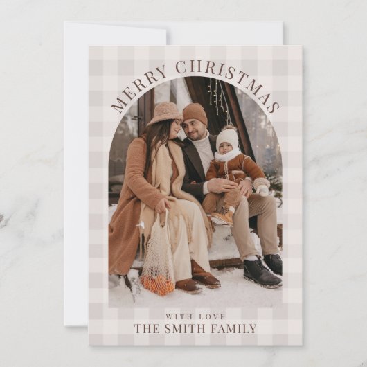 Boho Arch Holiday Foto Card, Frohe Weihnachten (Vorderseite)