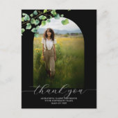 Boho Arch Ivy Black Abschluss Vielen Dank Postkarte (Vorderseite)