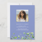 Boho Arch Ivy Cornflower Blue Abschluss Einladung (Rückseite)