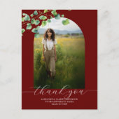 Boho Arch Ivy Dark Red Abschluss Vielen Dank Postkarte (Vorderseite)