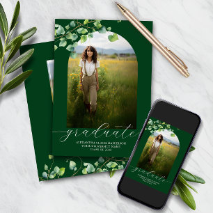 Boho Arch Ivy Forest Green Abschluss Einladung