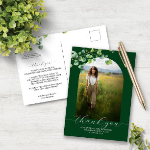 Boho Arch Ivy Forest Green Abschluss Vielen Dank Postkarte