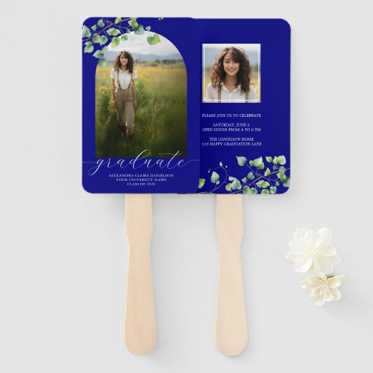 Boho Arch Ivy, Navy Blue Abschluss Fächer (Vorne und Hinten)