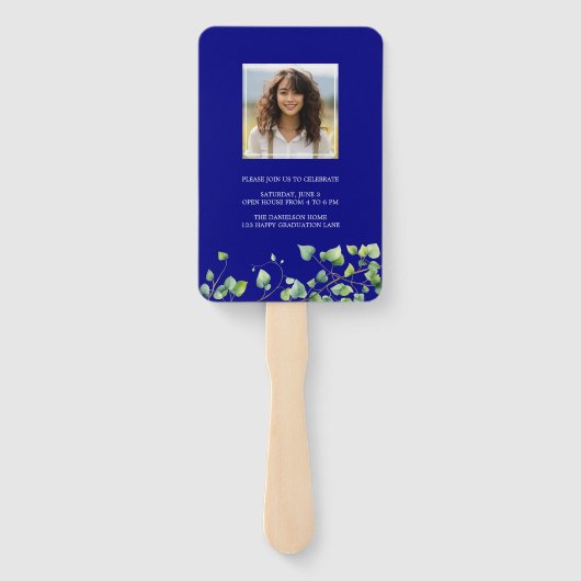 Boho Arch Ivy, Navy Blue Abschluss Fächer (Rückseite)