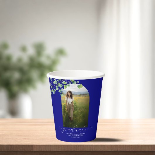 Boho Arch Ivy, Navy Blue Abschluss Pappbecher