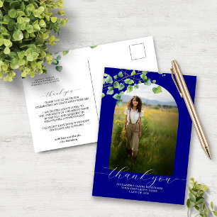 Boho Arch Ivy Navy Blue Grad Vielen Dank Postkarte