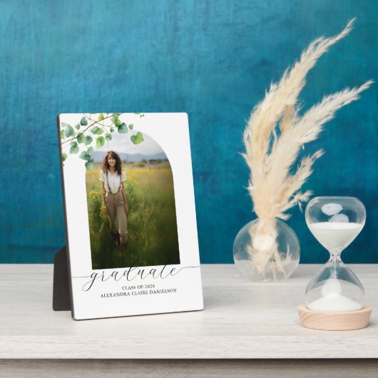 Boho Arch Ivy, White Tabletop Easel Fotoplatte (Seite)