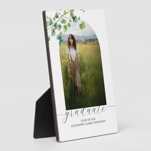 Boho Arch Ivy, White Tabletop Easel Fotoplatte (Seite)