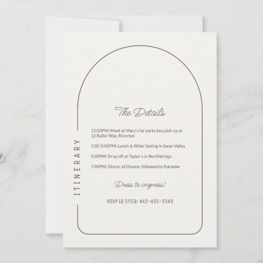 Boho Arch Junggeselinnen-Abschied Einladung (Rückseite)