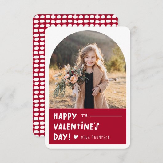 Boho Arch Kids Foto Klassenzimmer Valentinstag Aut Dankeskarte (Vorne/Hinten)