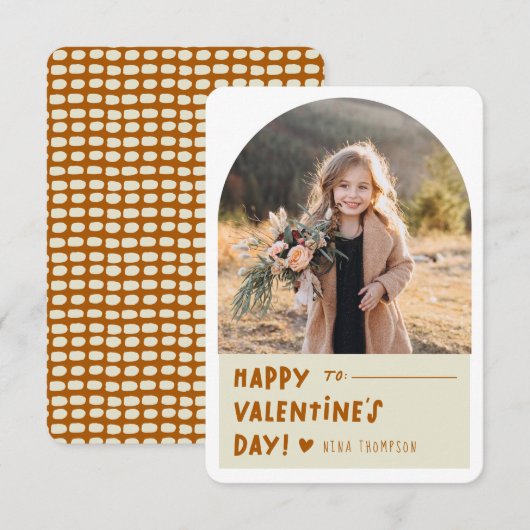 Boho Arch Kids Foto Klassenzimmer Valentinstag Mitteilungskarte (Vorne/Hinten)