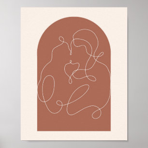 Boho Arch Kissing Continual Line Art 1 Poster